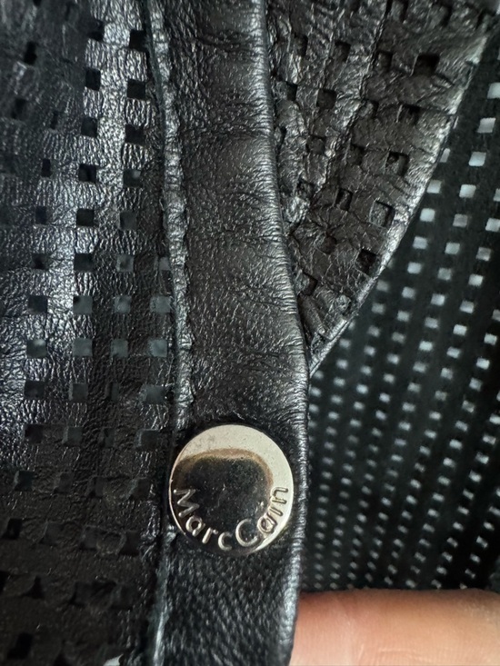 Marc Cain Black Perforated Leather Blazer Jacket Size Small - Picture 7 of 12